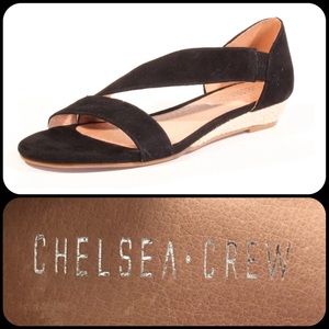 Chelsea Crew Sahara Black Suede Wedge Sandals
